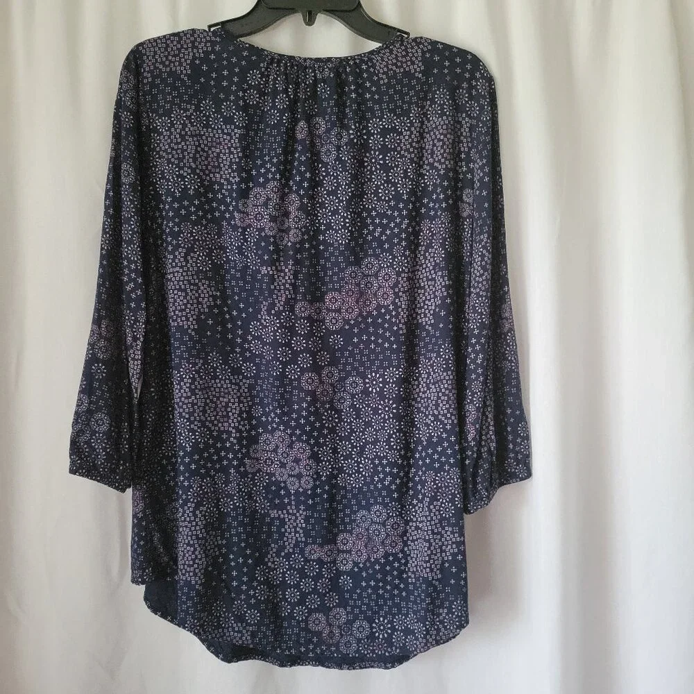Sonoma Peasant Top BOHO Blue Large flowy relaxed casual Hippie Cottagecore folk - Picture 2 of 9